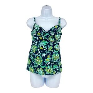 Lands End Tankini Top Womens Size 6 Underwire Adjustable Straps Floral Padded‎